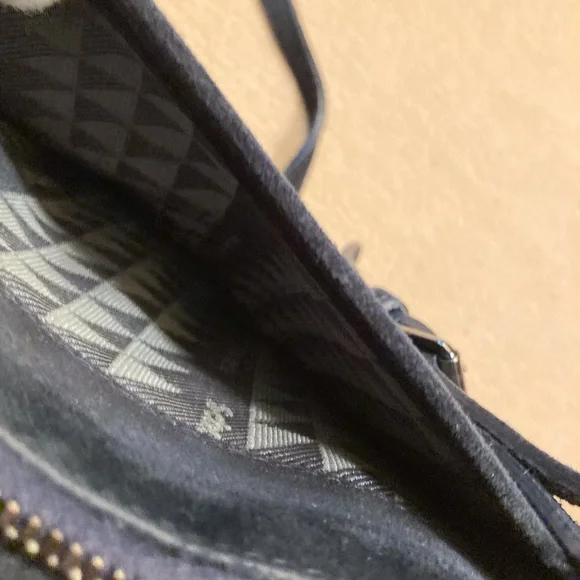 Proenza Schouler navy blue suede shoulder bag,double buckle strap/snap closure - Picture 5 of 14